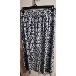 Terra & Sky Blue Geometric Pull-on Long Skirt Sz 0X